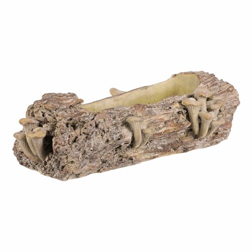 Ambalaj din beton - ghiveci, lemn cu ciuperci, 41 x 19 x 13 cm, maro