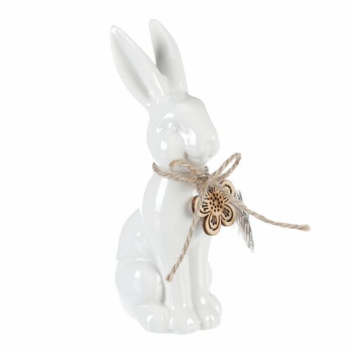 Decorațiune ceramică Iepure, alb, 7 x 15 x 5 cm