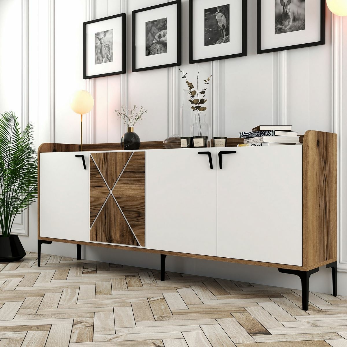 Skrinka Venedik Walnut and White