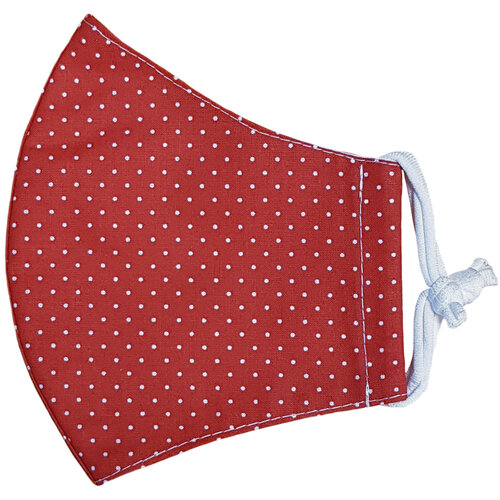Usta bombažna draperija Polka dot mini rdeča -otroci 3 - 6 let