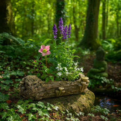 Бетонна упаковка - ящик, дерево з грибами, 49 x 21x 15 см