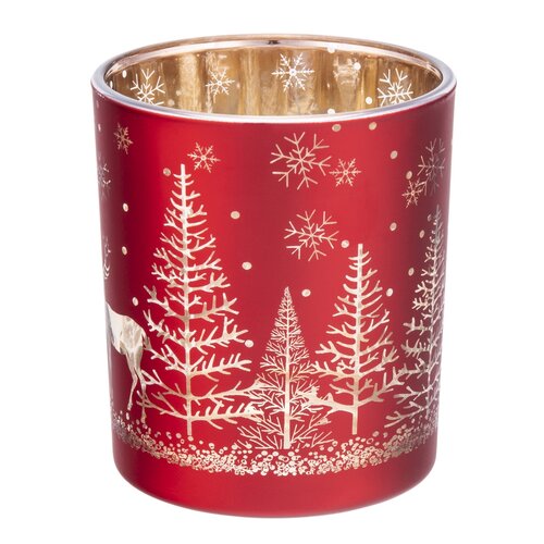 Altom Скляний підсвічник Golden forest червоний, діам. 9 х 10 см