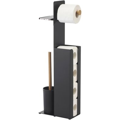 Suport pentru hârtie igienică cu perie șisuport Spirella Yoni 67 x 22 x 12 cm, negru
