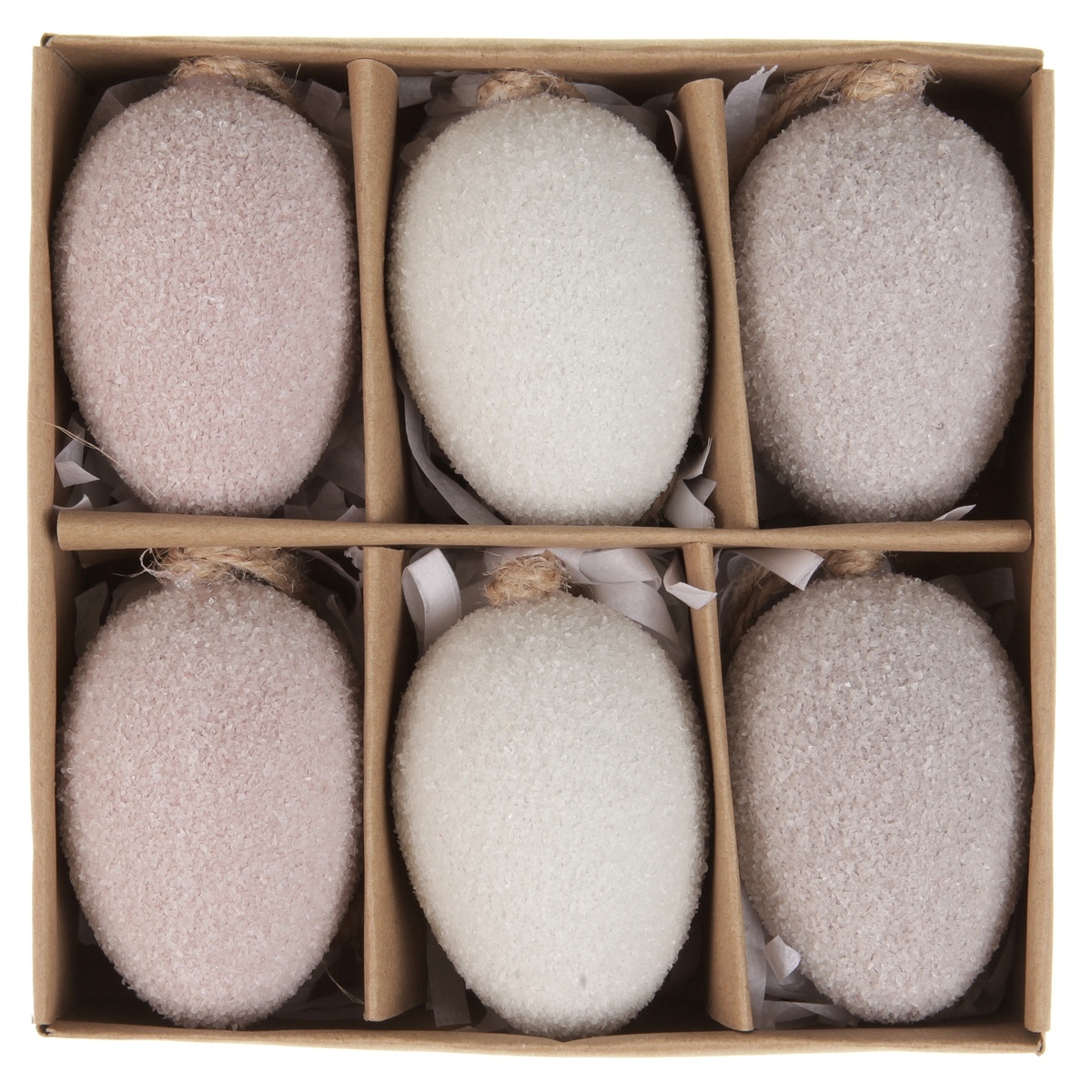 Fotografie Sada umělých velikonočních vajíček na pověšení šedá, 6 ks