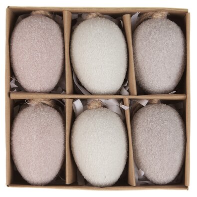 Set of artificial Easter eggs for hanging, grey, 6pcs