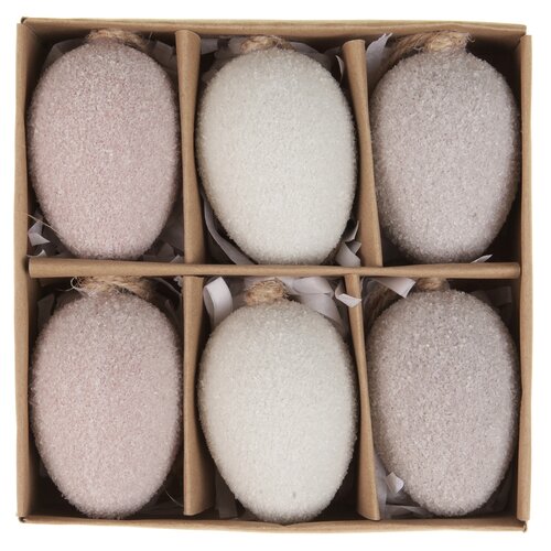 Set of artificial Easter eggs for hanging, grey, 6pcs