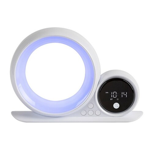 Rabalux 76109 dekoracyjna lampa stołowa Wakeway, z głośnikiem, RGB, zegarem i budzikiem