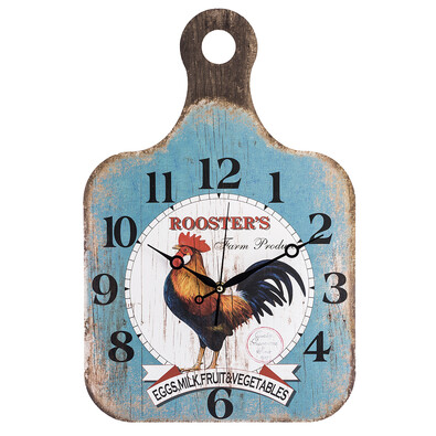 Zegar ścienny Drewniana deska do krojenia Rooster