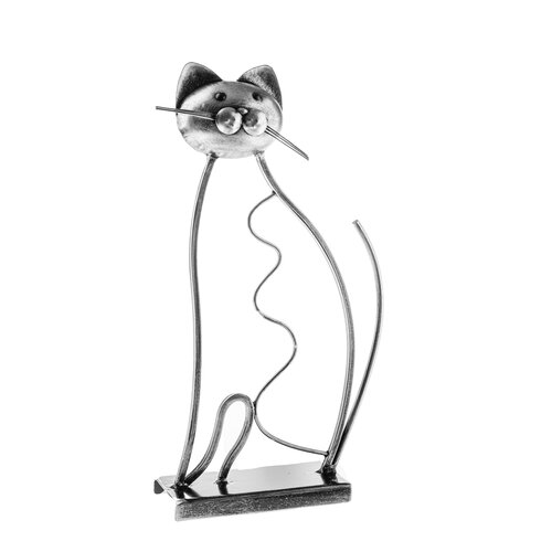 Pisică metalică așezată, pe soclu, 34,5 cm