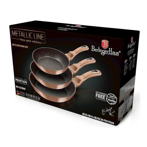 Berlinger Haus 3-częściowy zestaw patelni Rosegold Metallic Line