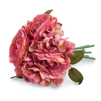 Kamélia művirág csokor, rózsaszín, 19 x 25 cm