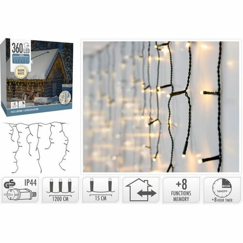 Božična lučkarska veriga Icicle, toplo bela, 360LED-diod