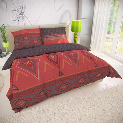 Zahira pamut ágynemű, piros, 240 x 200 cm, 2 db 70 x 90 cm
