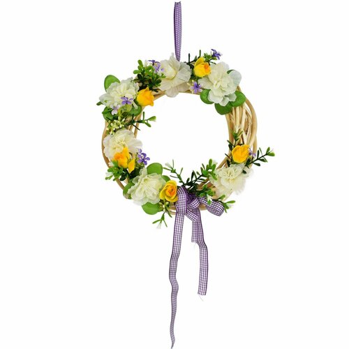 Azálea tavaszi fonott koszorú , 20 cm, krém színűbézs,
