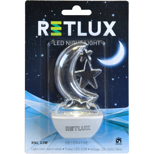 Retlux LED Światełko nocne, księżyc, biały