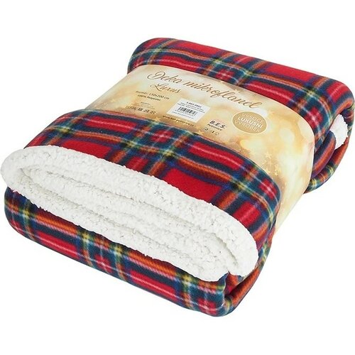 B.E.S. Petrovice Плед на овчині Buffalo Клітинка червоно-зелений, 150 x 200 см