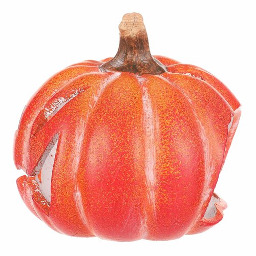 Svečnik Buča z obrazom velika oranžna, keramika,pr. 14 cm