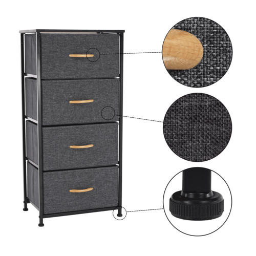 Komoda z szufladami z tkaniny PALMERA, czarny