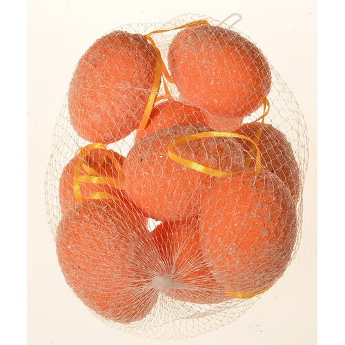 Umělá Vejce závěsná oranžová, sada 9 ks, v. 6 cm, síťka