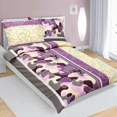 Bellatex Flanelov posteljnina Puzzle siva / roza,140 x 200 cm, 70 x 90 cm