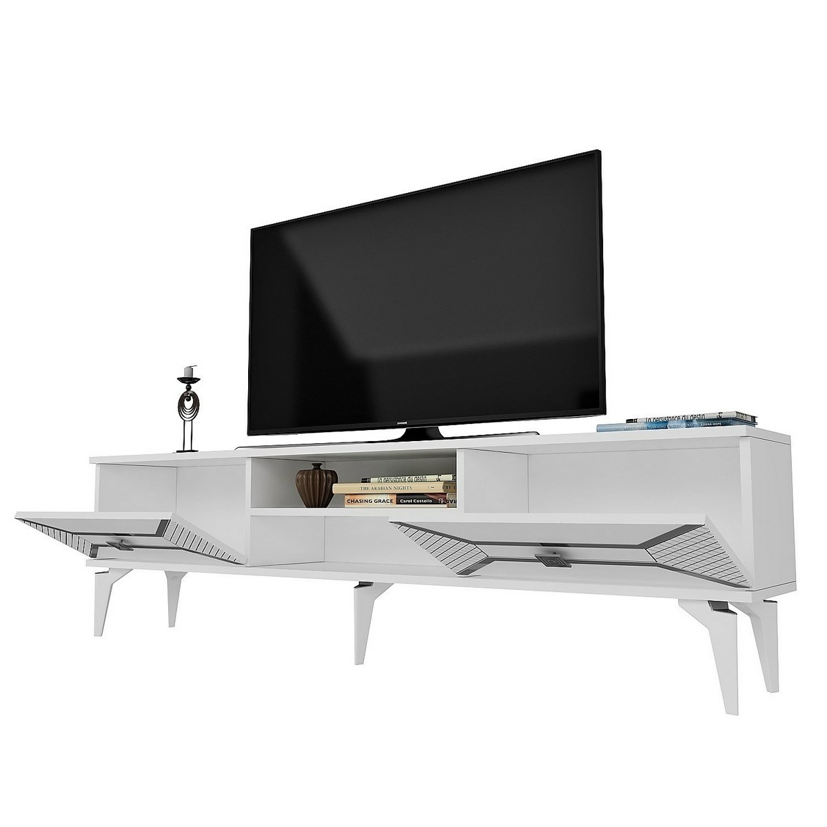 Televízny stolík Yumedi White and Silver