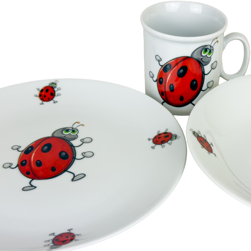 Set de masă pentru copii Thun din 3 piese, Buburuză