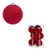 Vánoční sametové koule, plast, červená, 9 ks