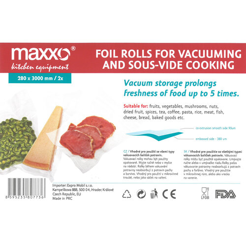 Náhradní rolky Maxxo do vakuovacích baliček 28 x 300 cm, 2 ks
