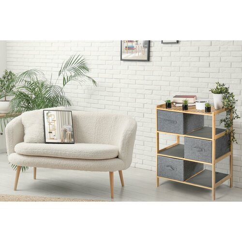 G21 Bambusový regál s košíky, 3 police, šedá