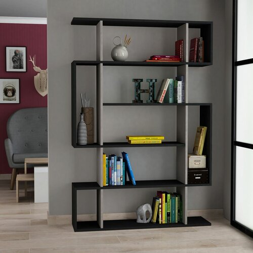 Knihovna Mito Light Brown and Anthracite