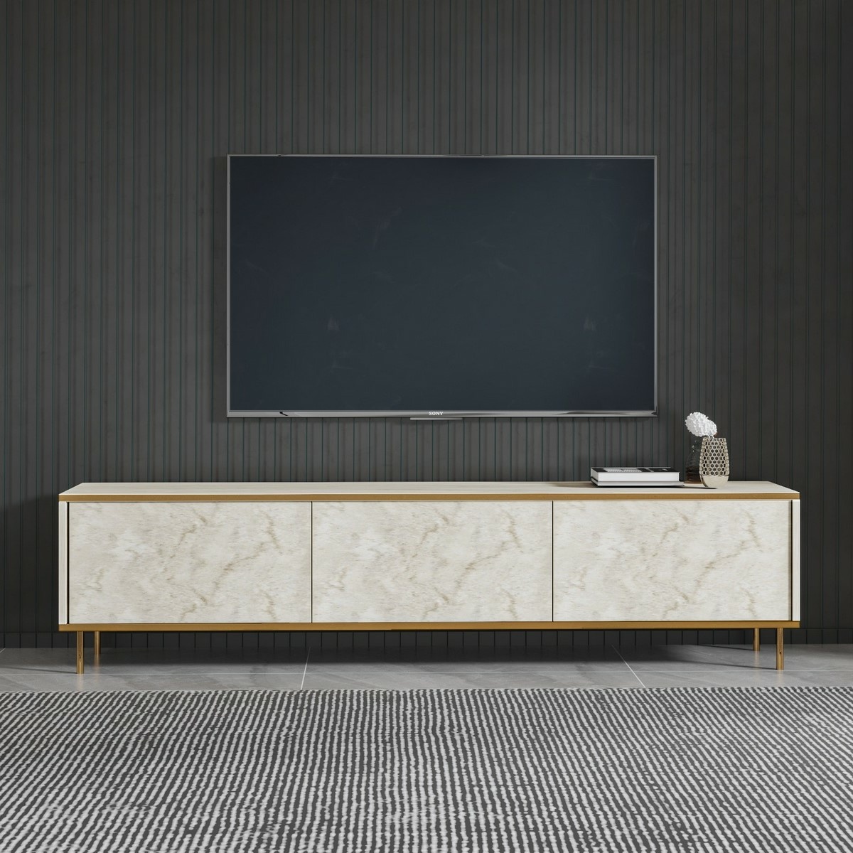 Televízny stolík Imaj Travertine and Gold