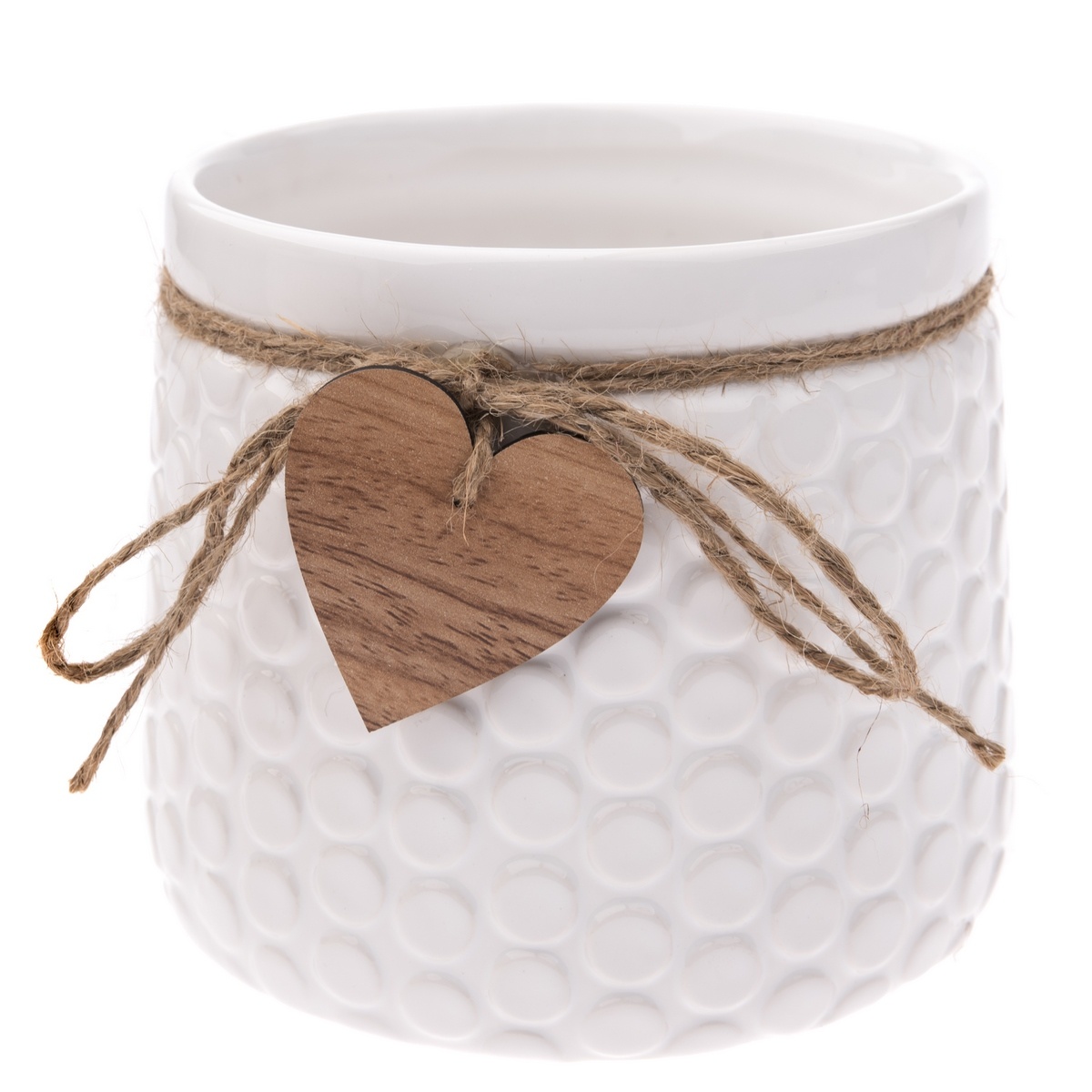 Mască de ghiveci din ceramică Heart, albă, 14 x12,5 x 11,5 cm