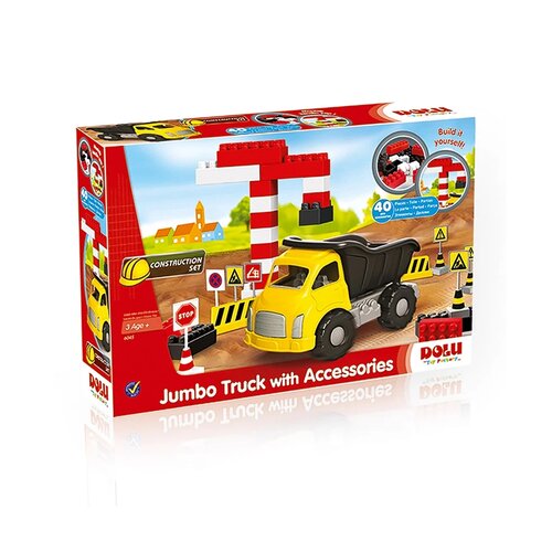 Dolu Ciężarówka + 40 klocków i znaki drogowe