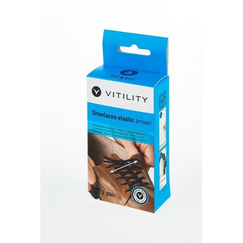 Vitility VIT-70110030 elastische Schnürsenkel 60 cm, braun, 2 Paar