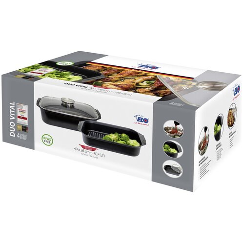 Elo 89940 Форма для випікання зі скляною кришкоюта ароматичною ручкою Duo Vital 40 x 26 см