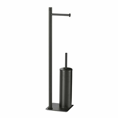 GEDY TR3214 Trilly állvány WC-papír tartóval ésWC-kefe tartóval, szögletes, matt fekete