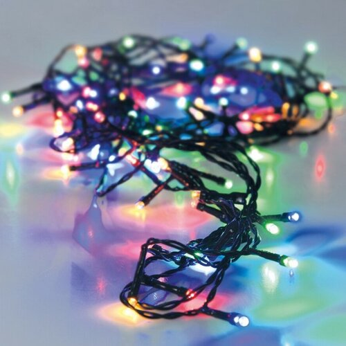 Łańcuch świąteczny zewnętrzny LED kolorowy, 96x LED, 7 m, 3x baterie AA, wyłącznik czasowy, 7 m