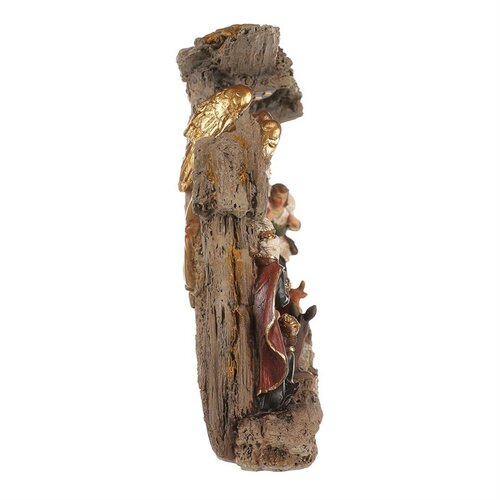 Vánoční dekorace Betlém se třemi králi a andělem, polyresin, LED, hnědá, 20x23x7cm