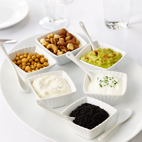 EH Servierschalen-Set mit Löffeln Wellenlinie, quadratisch, 12 Stück