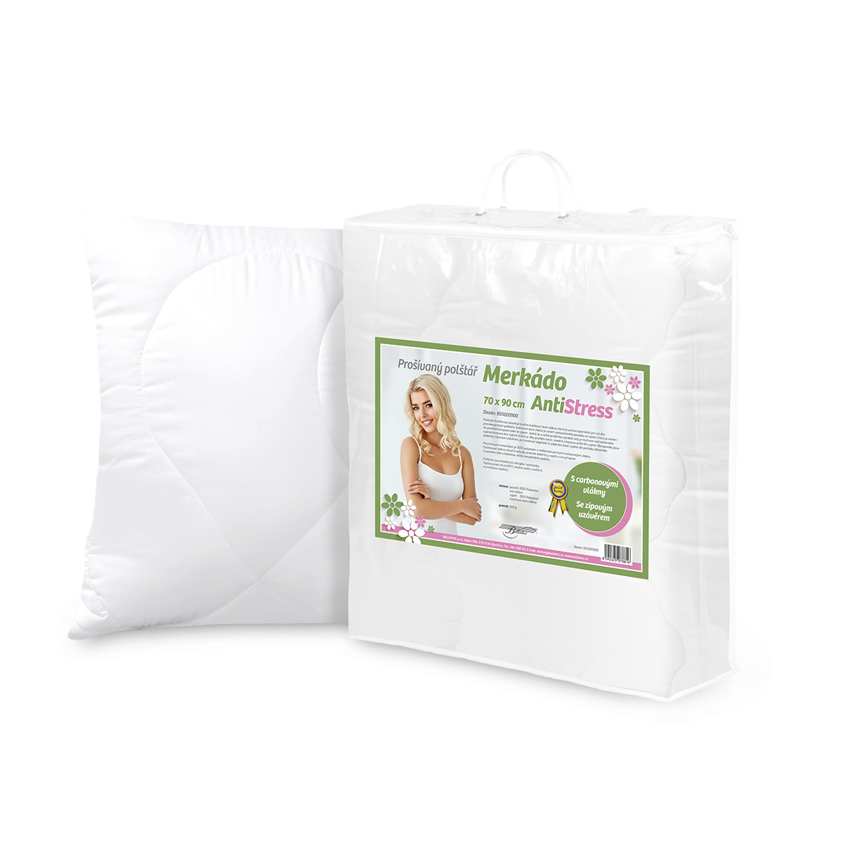 Bellatex Merkado Antistress cipzáros párna, 900 g, 70 x 90 cm akciós termékkép 1