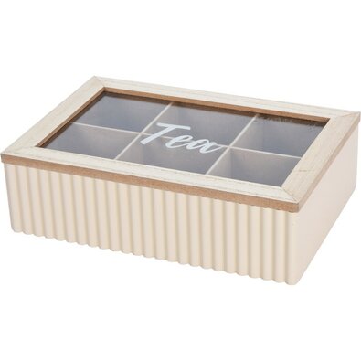 Cutie pentru pliculețe de ceai Stripes bej, 24 x 7 x 16 cm