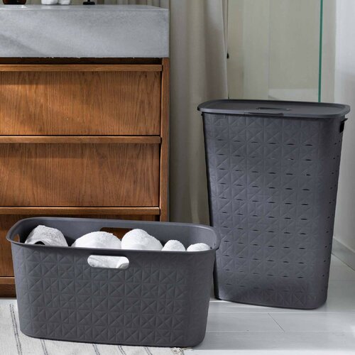 Curver Koš na špinavé prádlo Softex 56 l, tmavě šedá