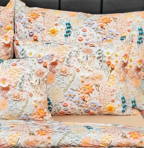 Kvalitex 5D бавовняна постільна білизна Польові квіти, 140 × 200 см, 70 × 90 см