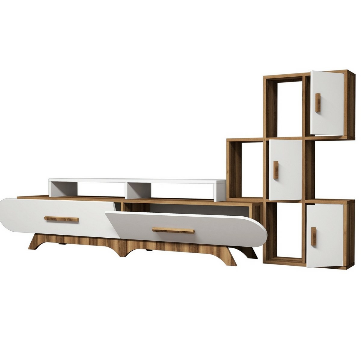 Flora S Biely a orechový TV stolík so skriňou