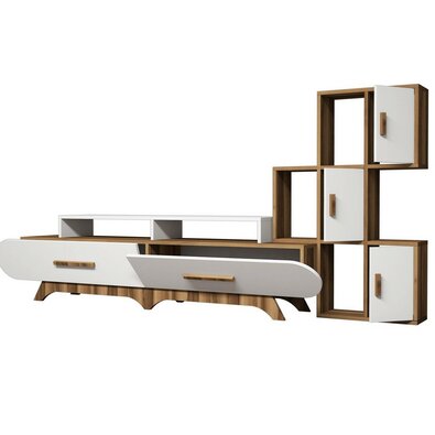 Flora S White and Walnut TV-szekrény szekrénnyel