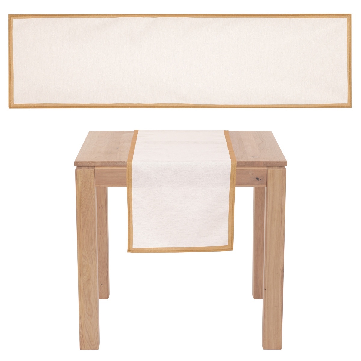 Vánoční běhoun se zlatými okraji krémová, 150 x 40 xm