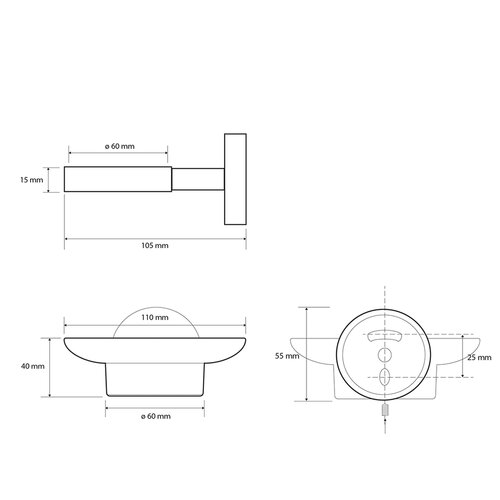 SAPHO XB800 X-round fekete szappantartó, tejüveg,fekete