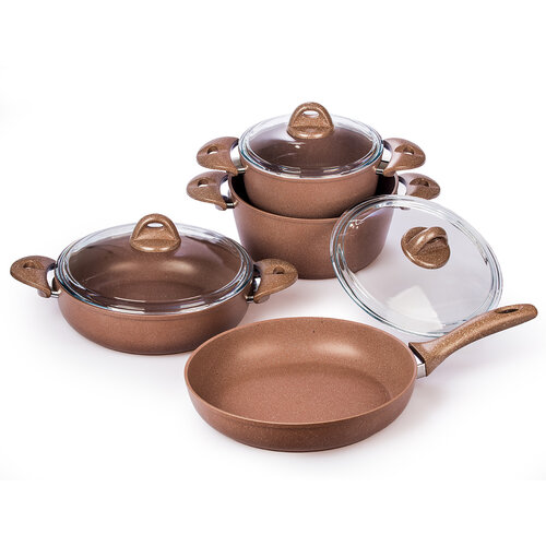 4Home 7-delni set posode Granite Brown