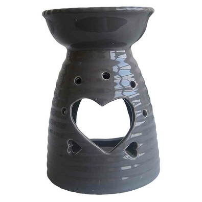 StarDeco Ceramiczny kominek aromatyczny Serce szary, 13,5 cm