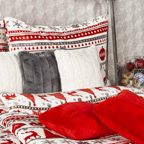 Lenjerie de pat din microflanel 4Home Christmas Time roșu, 140 x 200 cm, 70 x 90 cm